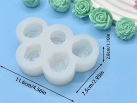 Molde silicona 5 flores surtidas 3D